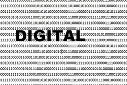 Symbolbild: Schriftzug "Digital" auf Hintergrund aus Zahlen