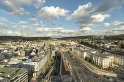Panoramabild Elberfeld, Döppersberg aus der Perspektive der B7