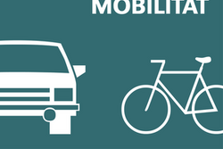 Grafische Darstellung: Auto und Fahrrad und darüber der Schriftzug "Mobilität"