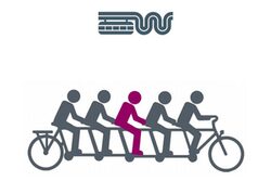 Das Logo der Stadt und stilisierte Radfahrer