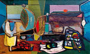 Jankel Adler, Komposition, 1946 Öl auf Leinwand, 88 x 142 cm