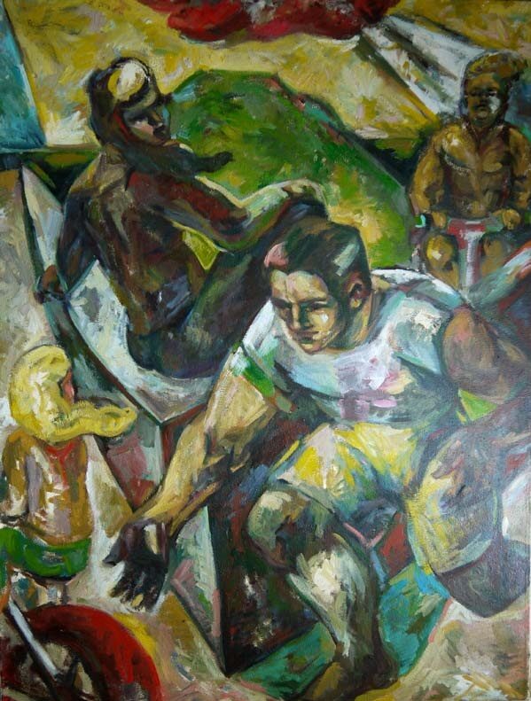 Annette Marks, Los, 2017, Ölfarbe auf Jute, 210 x 180 cm