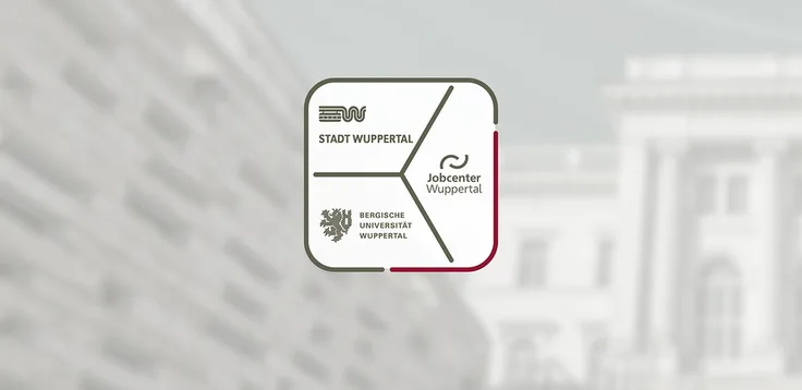 Icon aus den drei Logos der Stadt Wuppertal, Jobcenter und Bergische Universität Wuppertal.