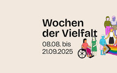 Wochen der Vielfalt, diverse Menschen mit Fahne