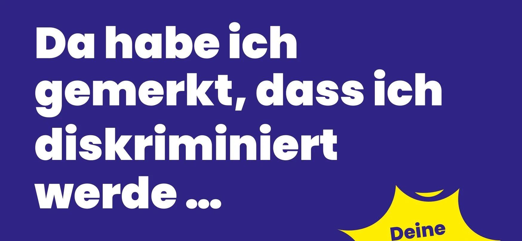 Der Flyer zeigt die Überschrift „Deine Erfahrung zählt!“ und lädt mehrsprachig zur bundesweiten Umfrage zu Diskriminierung in Deutschland ein. In Sprechblasen sind kurze Aufrufe in neun verschiedenen Sprachen dargestellt. Unten befinden sich ein QR-Code, die Internetadresse und der Hinweis „9 Sprachen“.