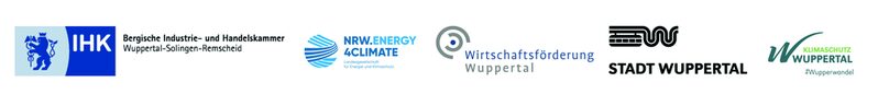 Logos Bergische IHK, NRW.Energy4Climate, Wirtschaftsförderung Wuppertal, Stadt Wuppertal/ Klimaschutz