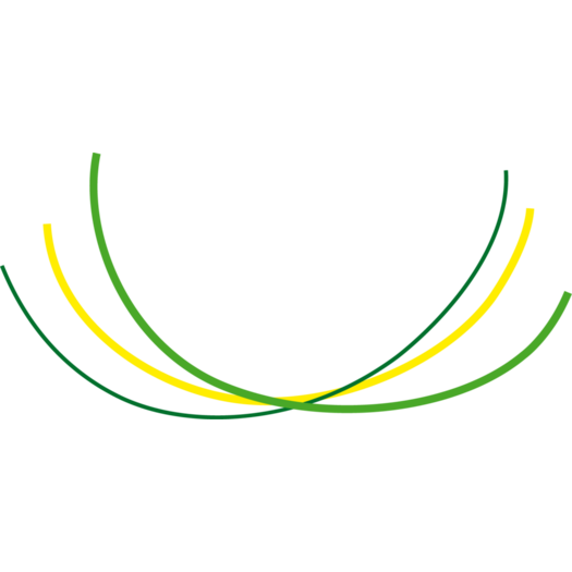 Drei Bögen übereinander, halbkreise, dunkelgrün, hellgrün, gelb