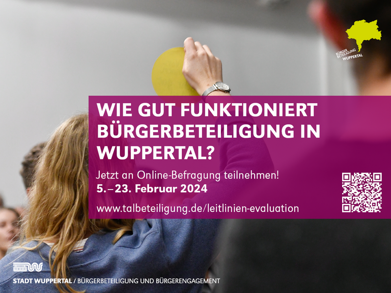 Bild mit Text: Wie gut funktioniert Bürgerbeteiligung in Wuppertal?