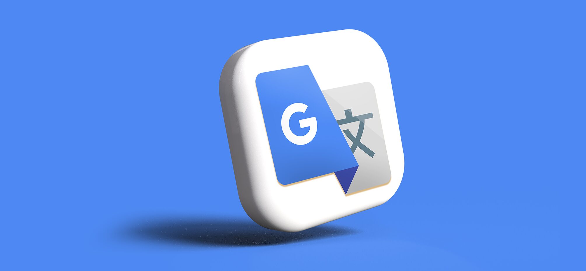 Google Translation Symbol auf blauem Hintergrund
