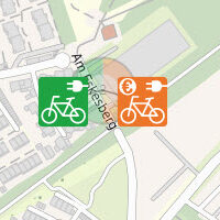 Kartenausschnitt mit Standort von Lade- und Verleihstationen für Elektrofahrräder in Wuppertal