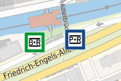 Kartenausschnitt mit 2 Park+Ride-Standorten