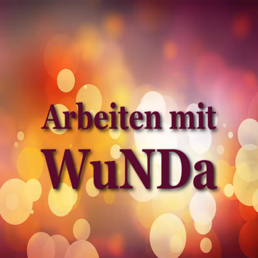 Startbild des Filmes mit Text "Arbeiten mit WuNDa"