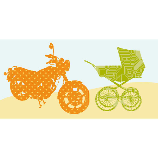 Motorrad und Kinderwagen
