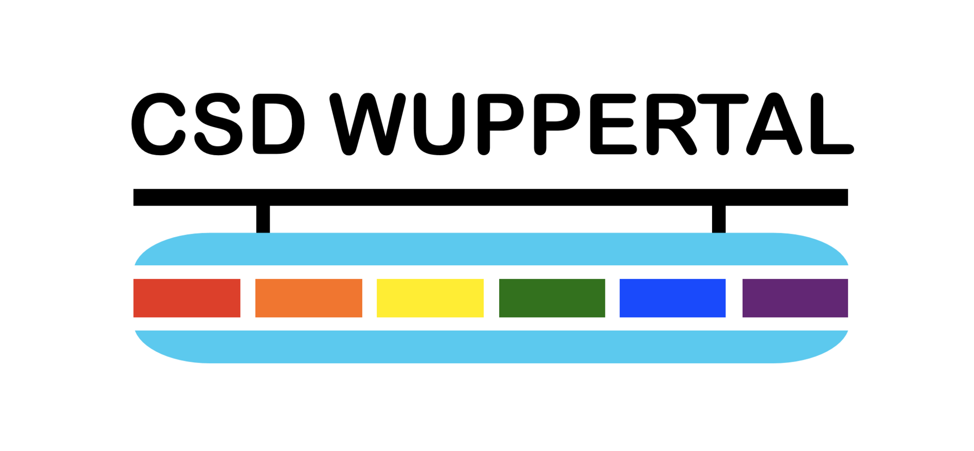 Grafik: Schwebebahn mit Regenbogenfarben