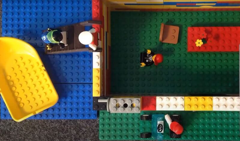 Lego "Gefängnis-Ausbruch-Szene" von oben