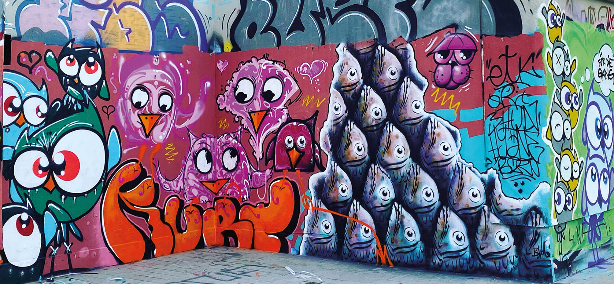 Grafitti Fische und Voegel