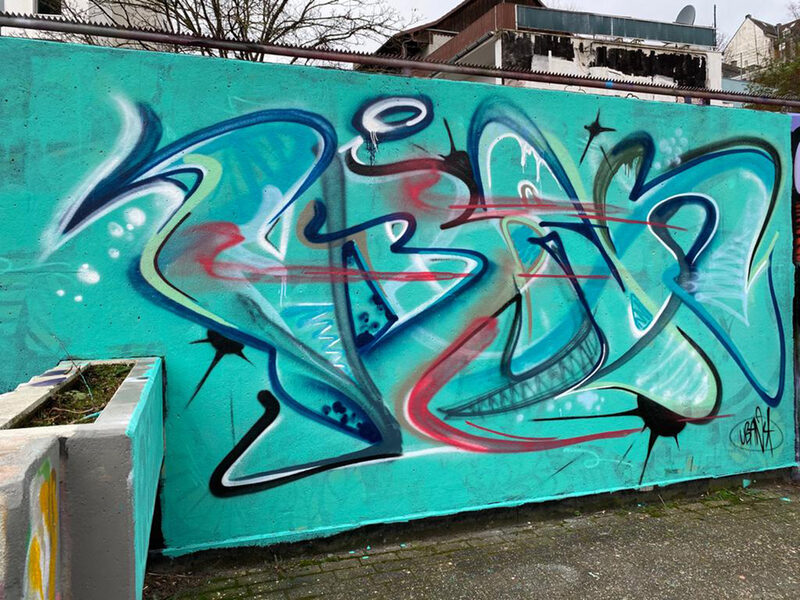 Schriftbild in tuerkis