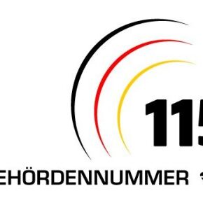 Das Logo von D 115: Ein Telefonhörer, die Rufnummer 115 und der Schriftzug "Ihre Behördennummer".