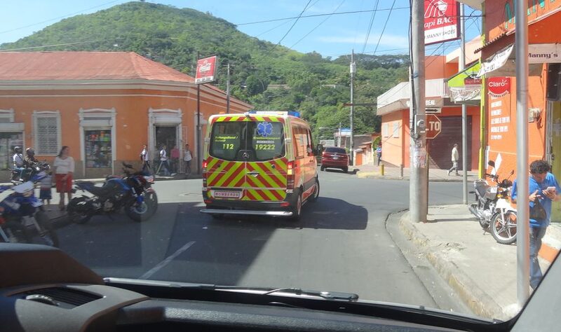 Die jetzt geschenkten Rettungswagen unterwegs in Matagalpa