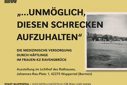 Plakat zur Ausstellung mit Foto vom KZ Ravensbrück