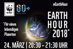 Logo der Earth Hour: Plakat mit Weltkugel auf schwarzem Grund