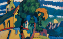 Kandinskys Gemälde "Kirche" in bunten Farben, expressionistisch