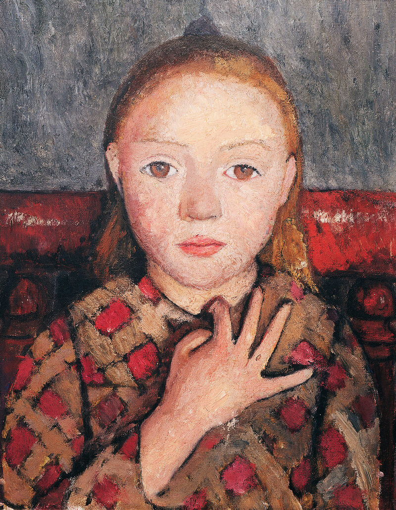 Kleines Mädchen mit roten Haaren und gespreizter Hand