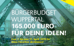 Bild zeigt Plakat mit dem Slogan: Bürgerbudget Wuppertal - 165.000 Euro für deine Ideen!