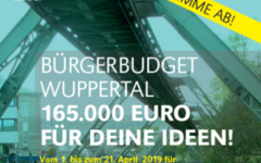 Bild zeigt Plakat mit dem Slogan: Bürgerbudget Wuppertal - 165.000 Euro für deine Ideen!