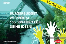 Bild zeigt Plakat mit dem Slogan: Bürgerbudget Wuppertal - 165.000 Euro für deine Ideen!