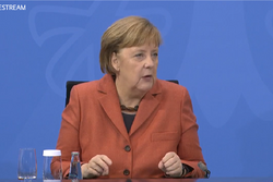 Angela Merkel bei der Pressekonferenz zum Bund-Länder-Beschluss