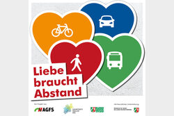 Das Logo der Aktion: farbige herzen mit unterschiedlichen Verkehrsmitteln