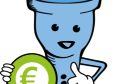 Das Symbol für den Stromsparcheck ist ein blaues stilisiertes Männchen mit einem grünen Euro-Symbol