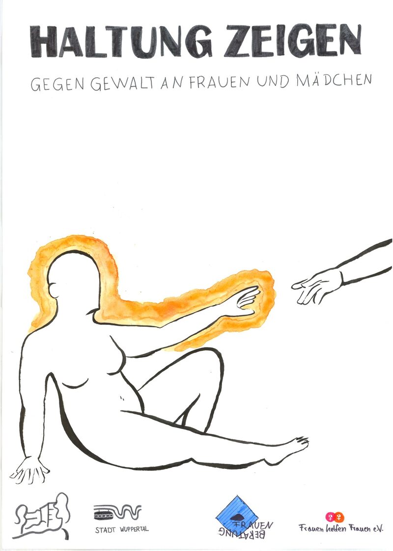 Das Plakat zeigt eine sitzende Frauenfigur, der eine Hand gereicht wird