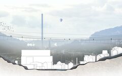Stilisierte Darstellung der Hängebrücke, wie sie für die BUGA in Wuppertal geplant ist