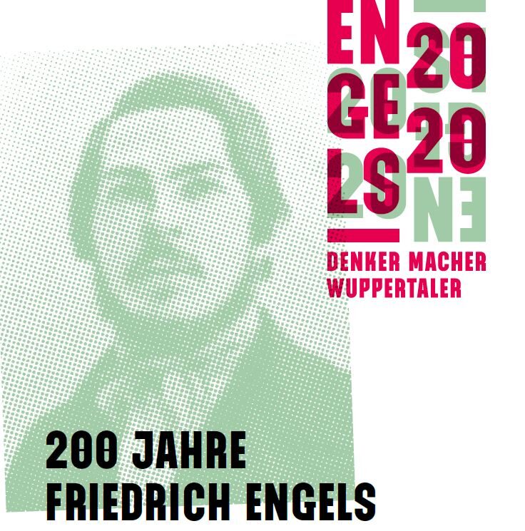 Logo des Engels-Jahres mit dem Claim "Denker Macher Wuppertaler"