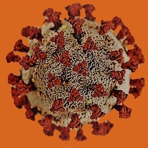 Corona-Virus vor orangenem Hintergrund