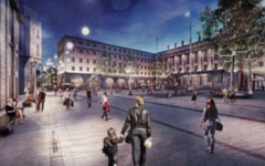 Ein Entwurf zeigt, wie der Johannes-Rau-Platz nach dem Umbau aussehen soll