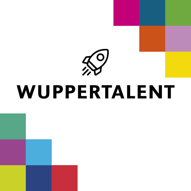 Das Logo "Wuppertalent" mit bunten Quadraten