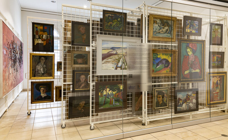 Schaudepot im Von der Heydt-Museum mit Werken von Kandinsky, Jawlensky, Münter, Klinker, Hofmann, Cézanne und Marc