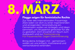 Plakat zum Internationalen Frauentag mit Termin und Ort