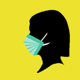 Symbolbild: Frau im Profil mit Maske auf