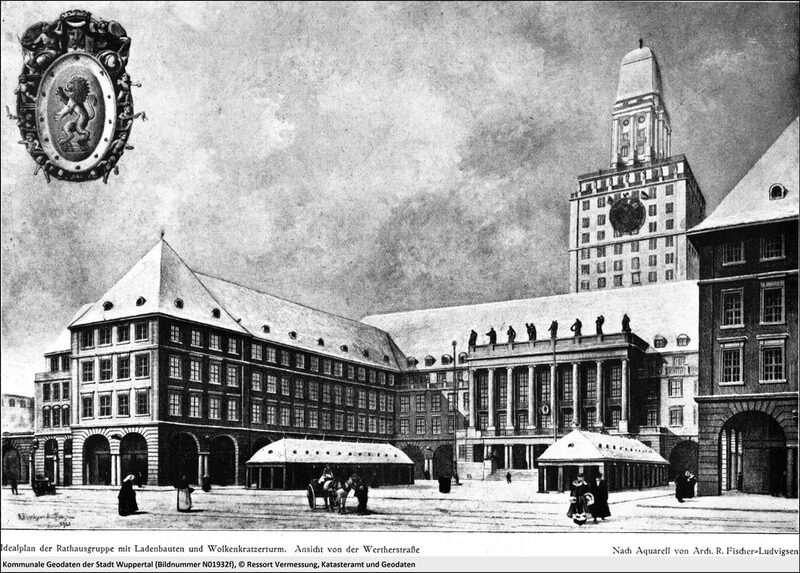 Ein Entwurf des Rathauses mit Büroturm