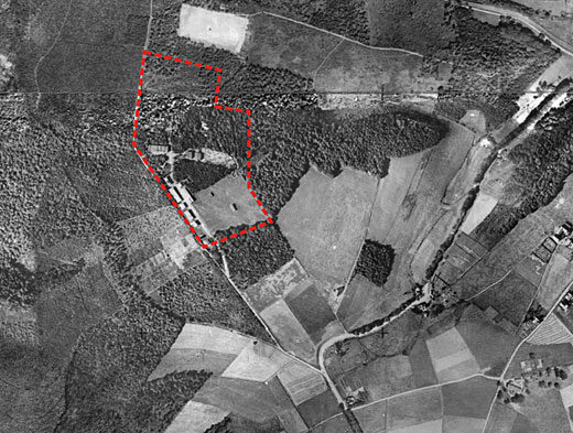 Luftbild von 1928 mit der Lage der Sprengstofffabrik