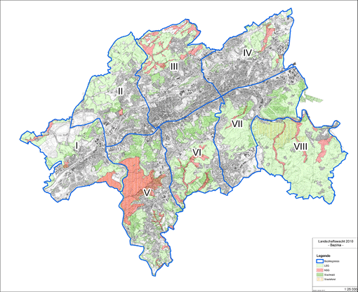 Karte mit eingezeichneten Landschaftswachtbereichen