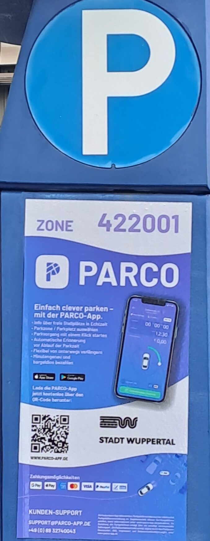 Parkscheinautomat (PSA) / Handy-Parken "PARCO-App"  - Beispiel